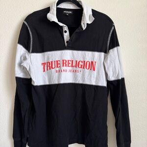 True religion long sleeve with collar size medium
